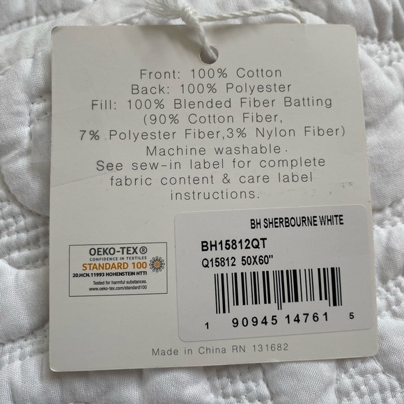 Sherbourne White Throw - One Quilted Throw - Birch Hill by Levtex Home - Picture 4 of 4